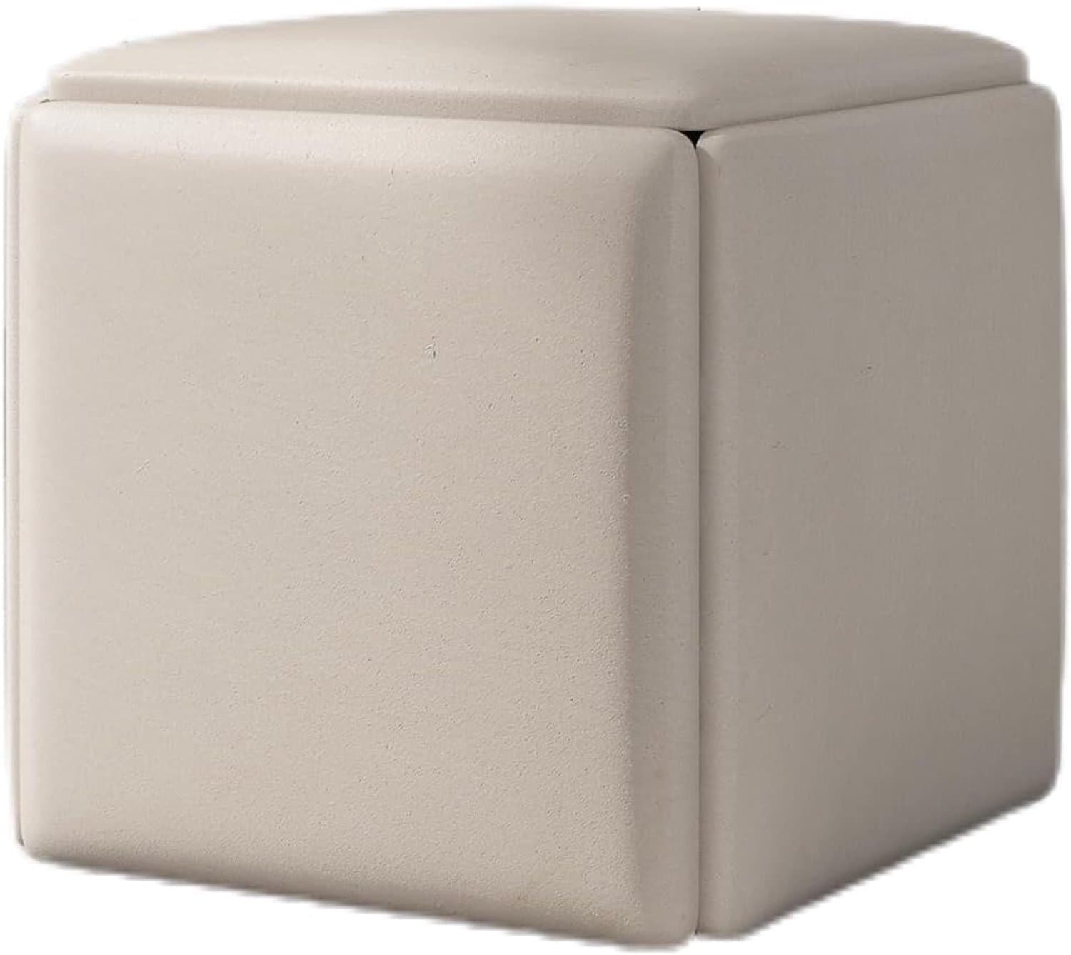 5-in-1 Nesting Ottomaanse kubusstoel, stapelbare lederen krukken, ruimtebesparende voetkruk met wielen. Veelzijdige grijze Ottomaanse bank voor woonkamer en eetkamer (13.8in / 35 cm)