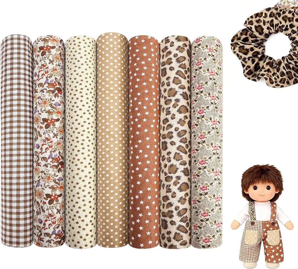 7 stuks Katoenen Stoffen - Vierkante Lapjes Stoffen - 50x50 cm - Naaien DIY - Bedding - quilt - patchwork - Pakket van 7 katoenen stofjes - geschikt voor naaien, patchwork, poppenkleding, knutselprojecten, quilten, woondecoratie - TENGYIF®