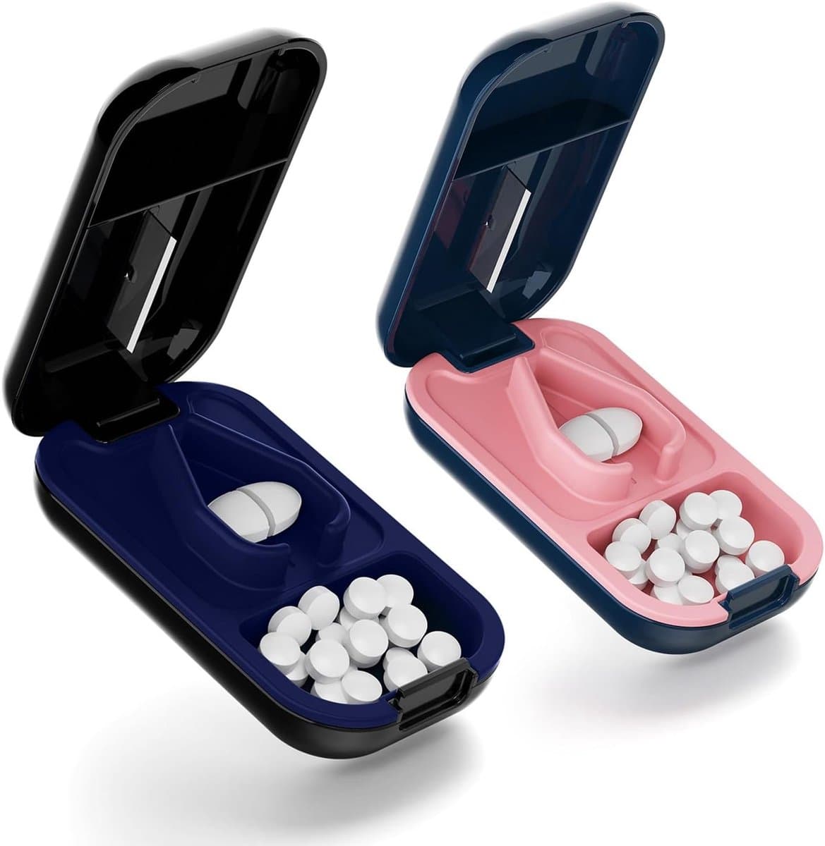 Tablets verdeler voor kleine tablets en grote pillen, pillensnijder voor het eenvoudig halveren en kwarten van medicijnen en vitamines