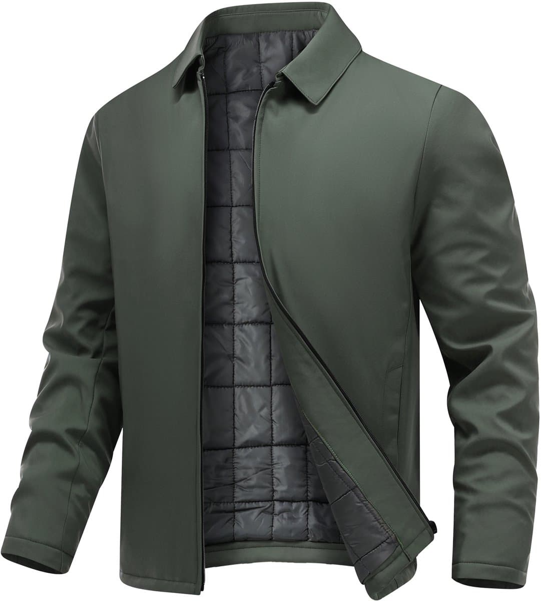 ALLTHEMEN Heren Zakelijke Winterjas - Piekraag Rits Gewatteerd - 2XL