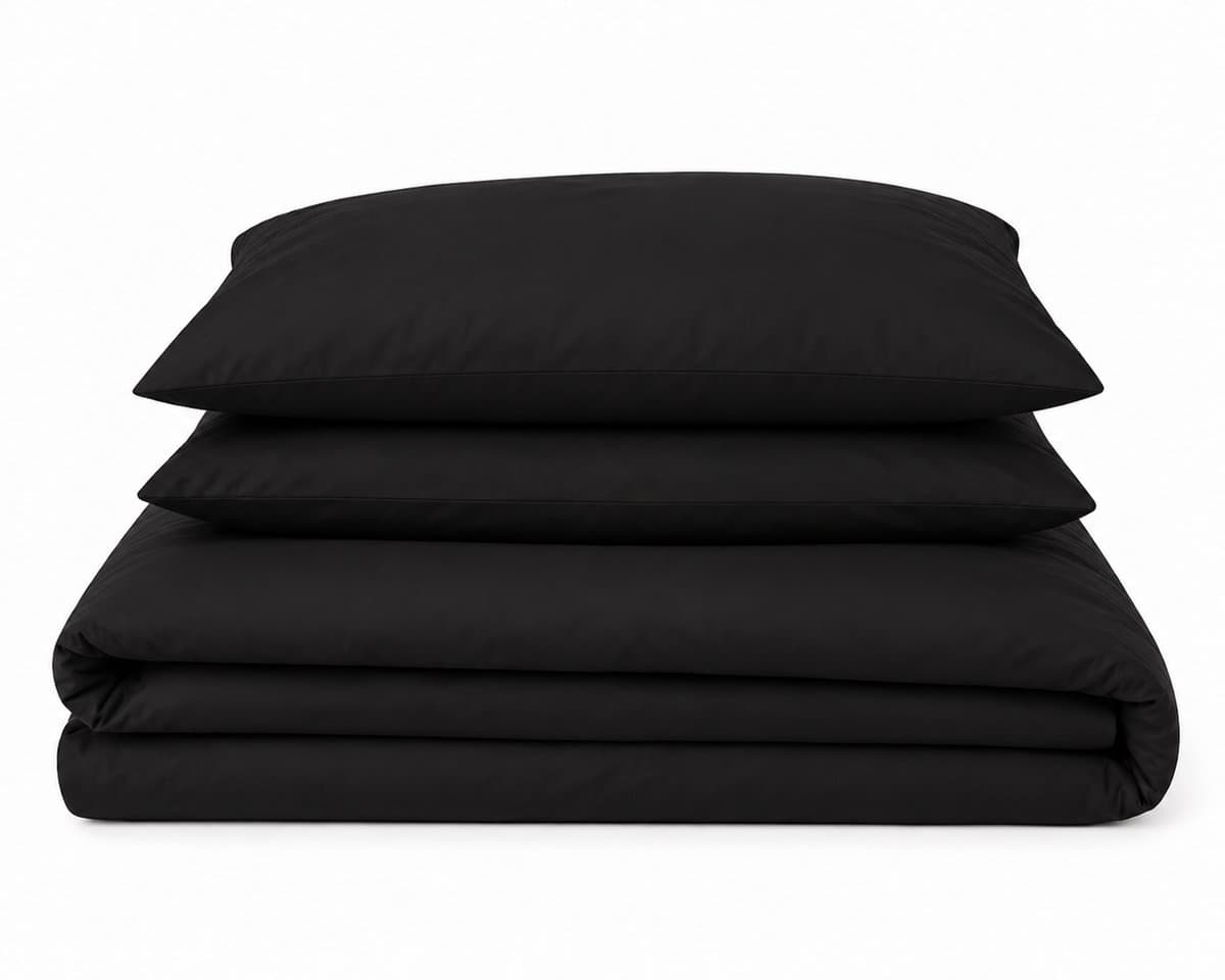 LALIVA Noir Dekbedovertrekset Tweepersoons – 200 x 220 cm – Effen Zwart – 100% Katoen – 2 Kussenslopen