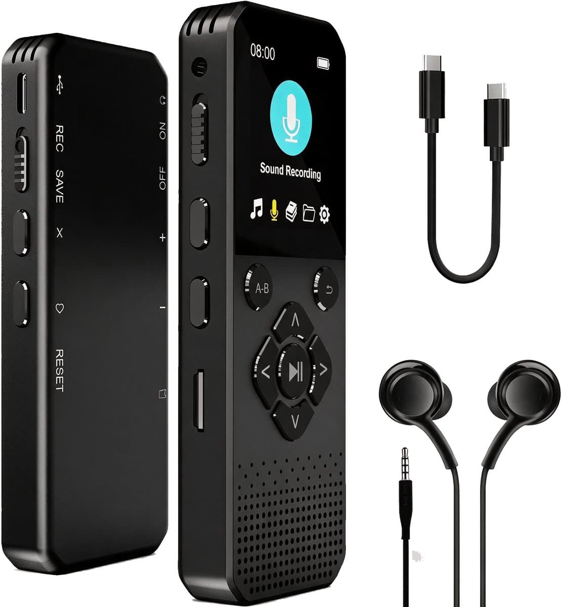ZOSUDULL - Voice Recorder Digitaal - 3072 Kbps opname met ruisonderdrukking - Afluisterapparatuur - Voice Recorder - 64 GB en 40 uur batterij - Voor college, vergadering en interview - Zwart