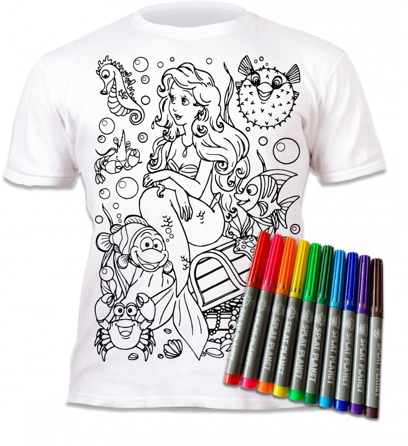 Splat Planet T-Shirt Kleuren Set Zeemeermin 7 - 8 Jaar