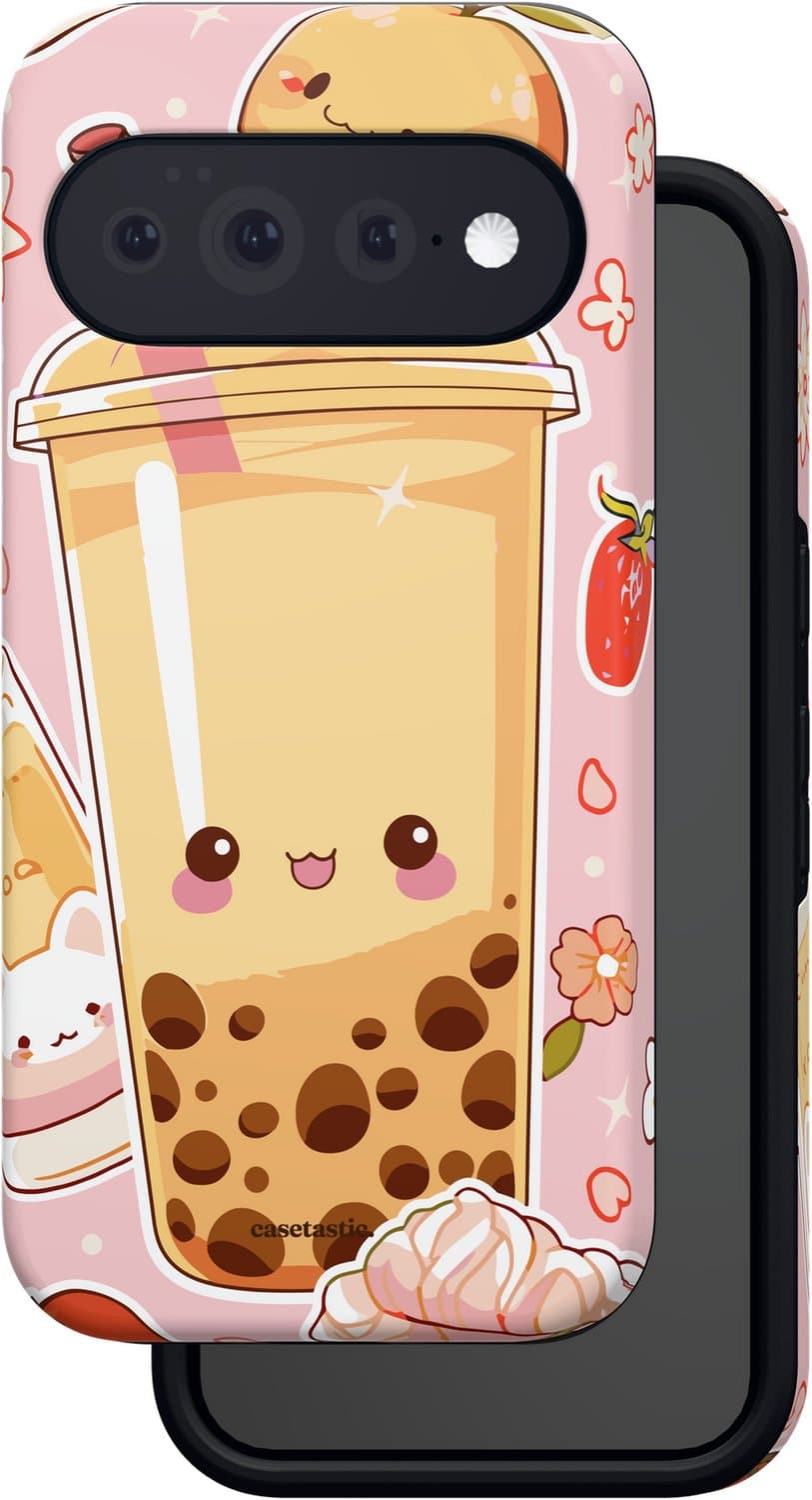 Casetastic Hoesje Geschikt voor Google Pixel 11 - Stijlvolle Beschermende Duo-layer Case - Kawaii Thee Design - Bubble Tea