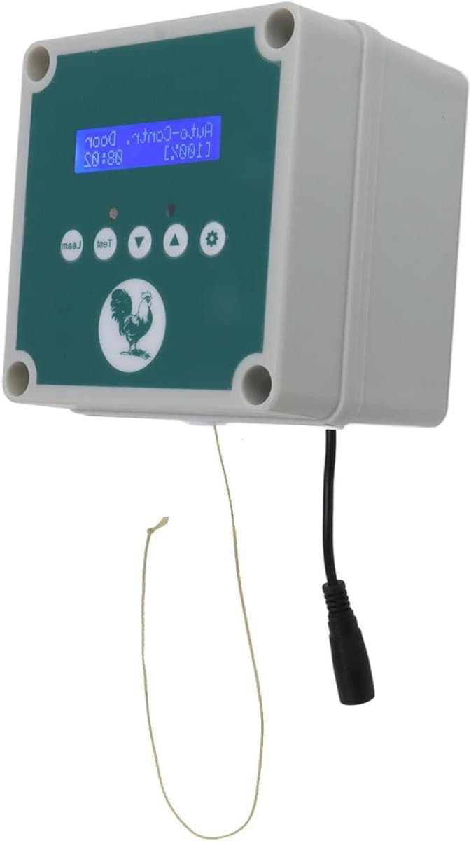 Elektrische Kip Deur Motor - Automatische Deur Controller - Pluimvee Beschermen - Programmeertijd & Lichtsensor - 12.5x12.5x9cm - Zwart