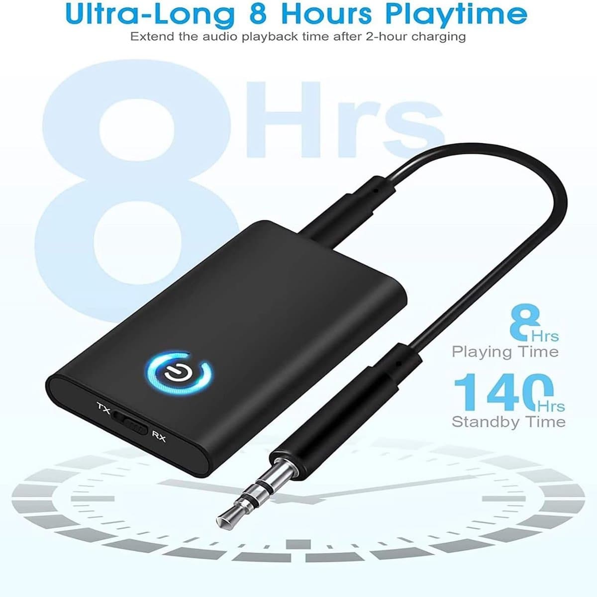 Bluetooth 5.0 zender en ontvanger 2-in-1, Bluetooth zender, ontvanger, jack 3,5 AUX voor hoofdtelefoon, luidspreker, stereo-installatie, tv, laptop