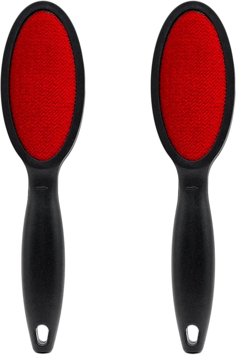Pluisborstel Set - Kledingborstel Herbruikbaar - Kleding Reinigen - Dubbelzijdig Ontwerp - 2 Stuks - Rood