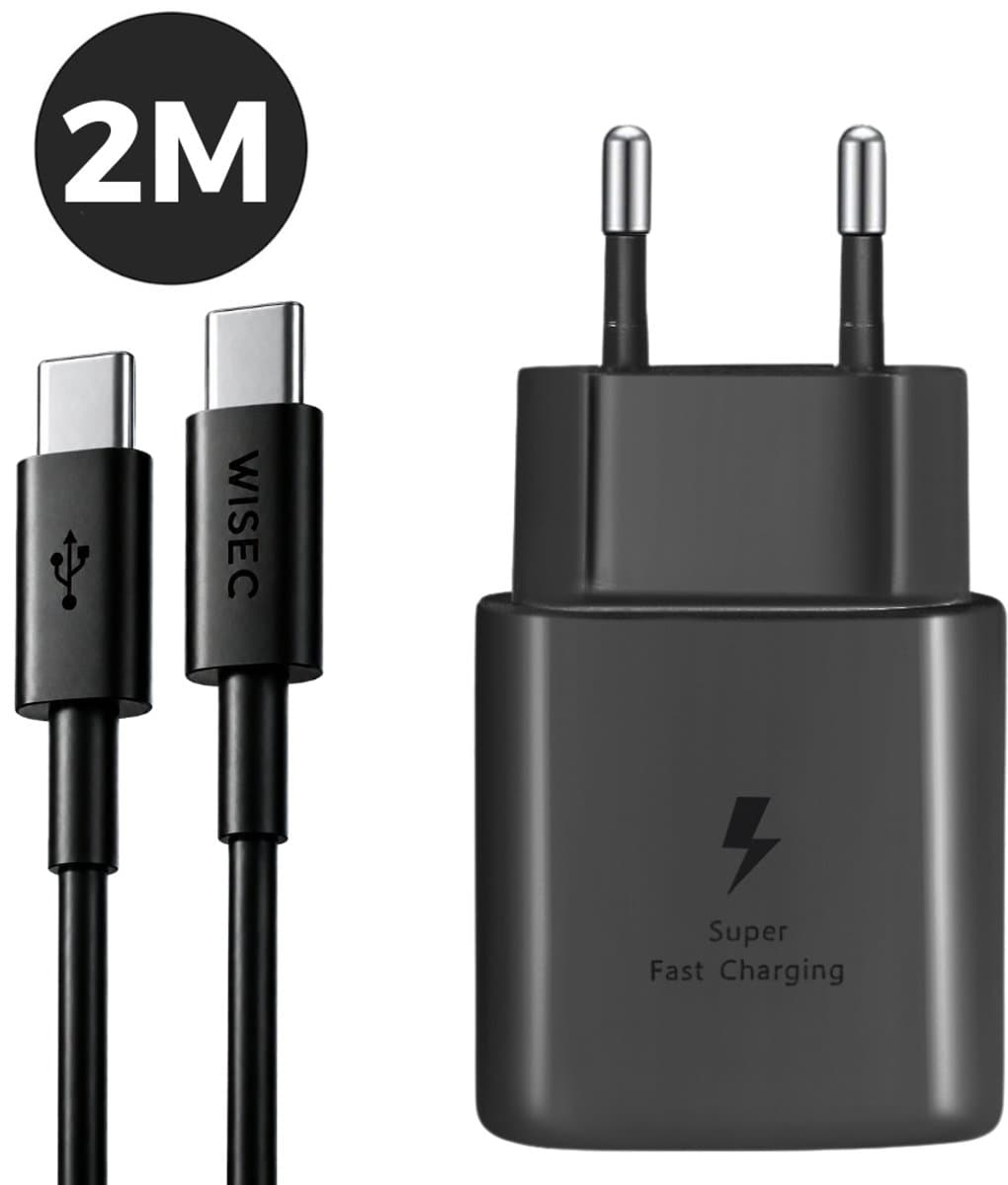 25W Snellader - USB C Oplader voor Samsung Oplader - Met 2 Meter USB C oplaadkabel - WiseQ