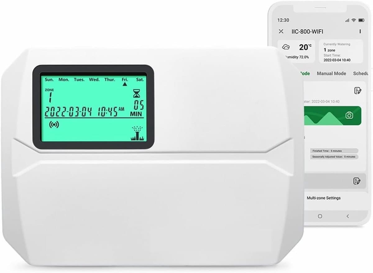 Slimme Sproeier Controller - Water Timer - Gazon Besproeien - 8 Zone Controle - Via App - Zwart Wit