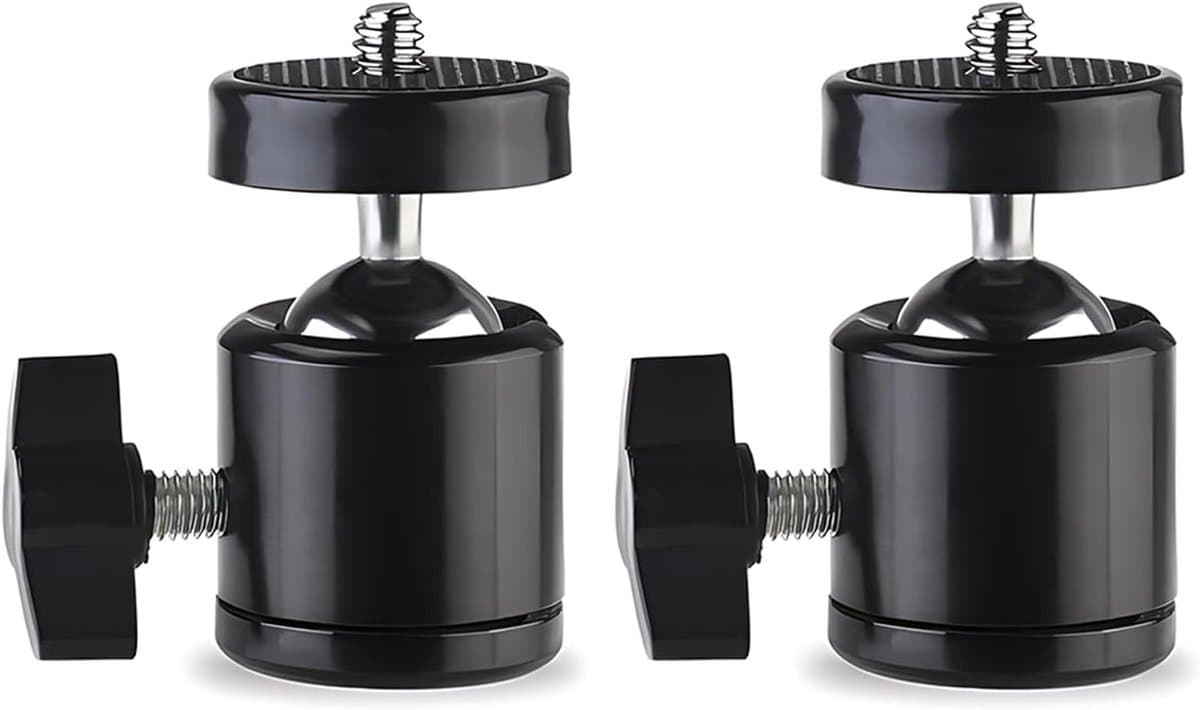 Mini Balhoofd - Camera Statiefkop - Fotografie Stabilisatie - 360 Graden Draaibaar - 2 Stuks - Metaal