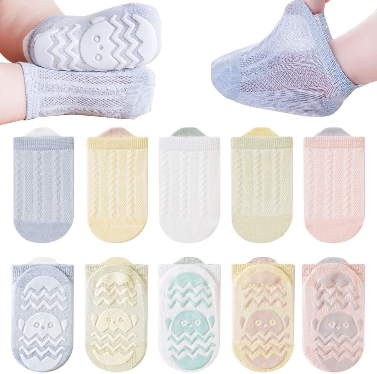 Kids Anti-Slip Mesh Sokken Katoen Ademend 5 Paar Baby Enkelsokken