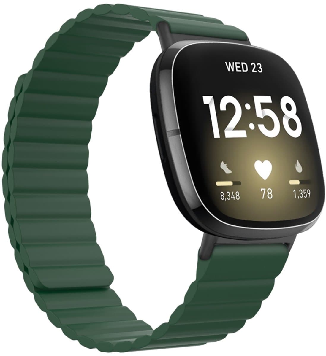 Voor Fitbit Versa 3 / Sense universele magnetische siliconen horlogeband (groen)
