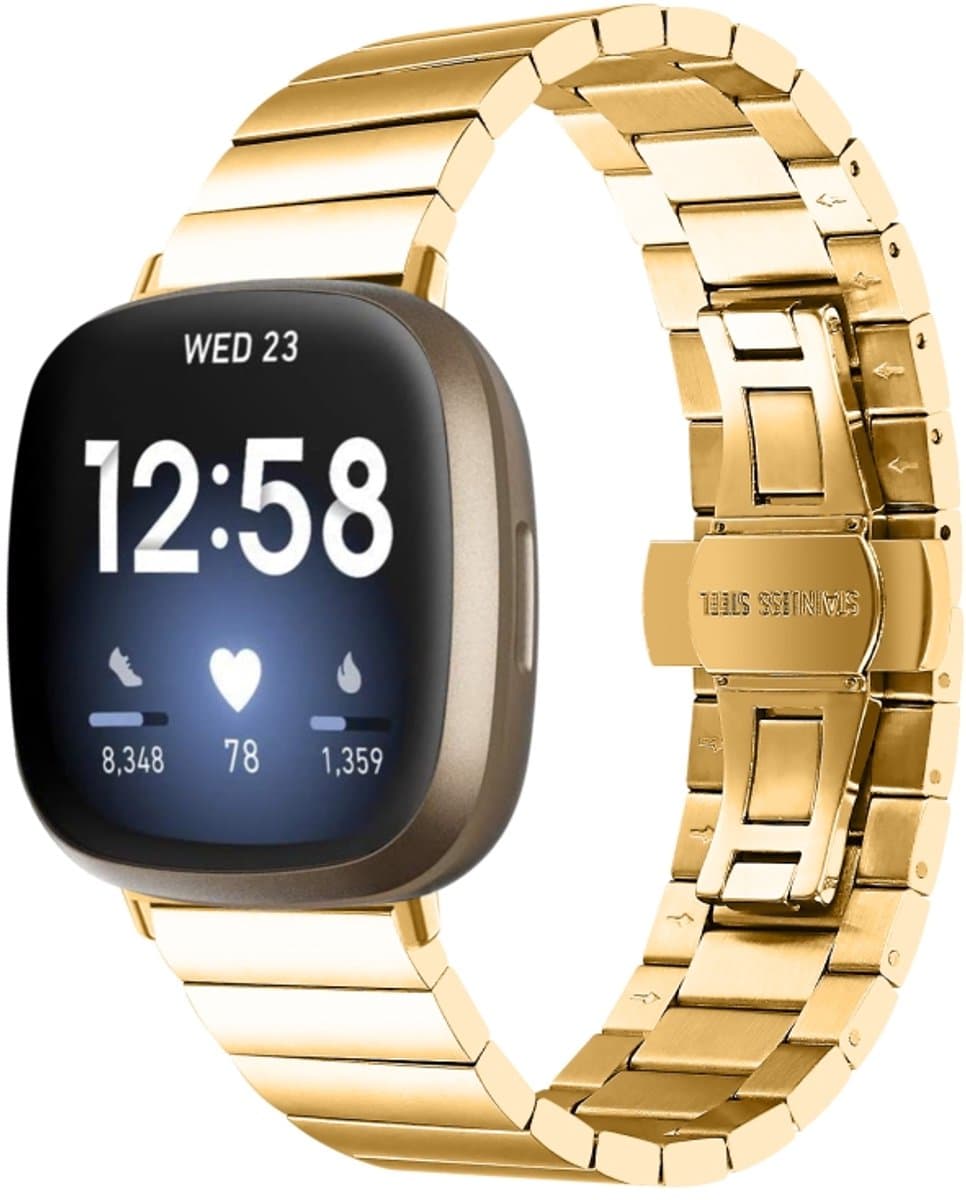 Voor Fitbit Versa 3 / Sense universele vlindergesp metalen horlogeband (goud)