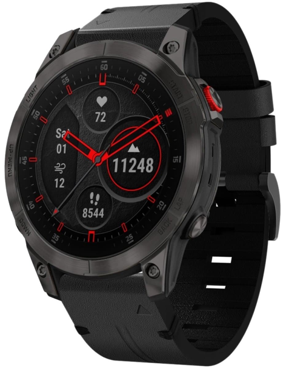 For Garmin EPIX Gen 2 22mm Leather Steel Buckle Watch Band(Black)