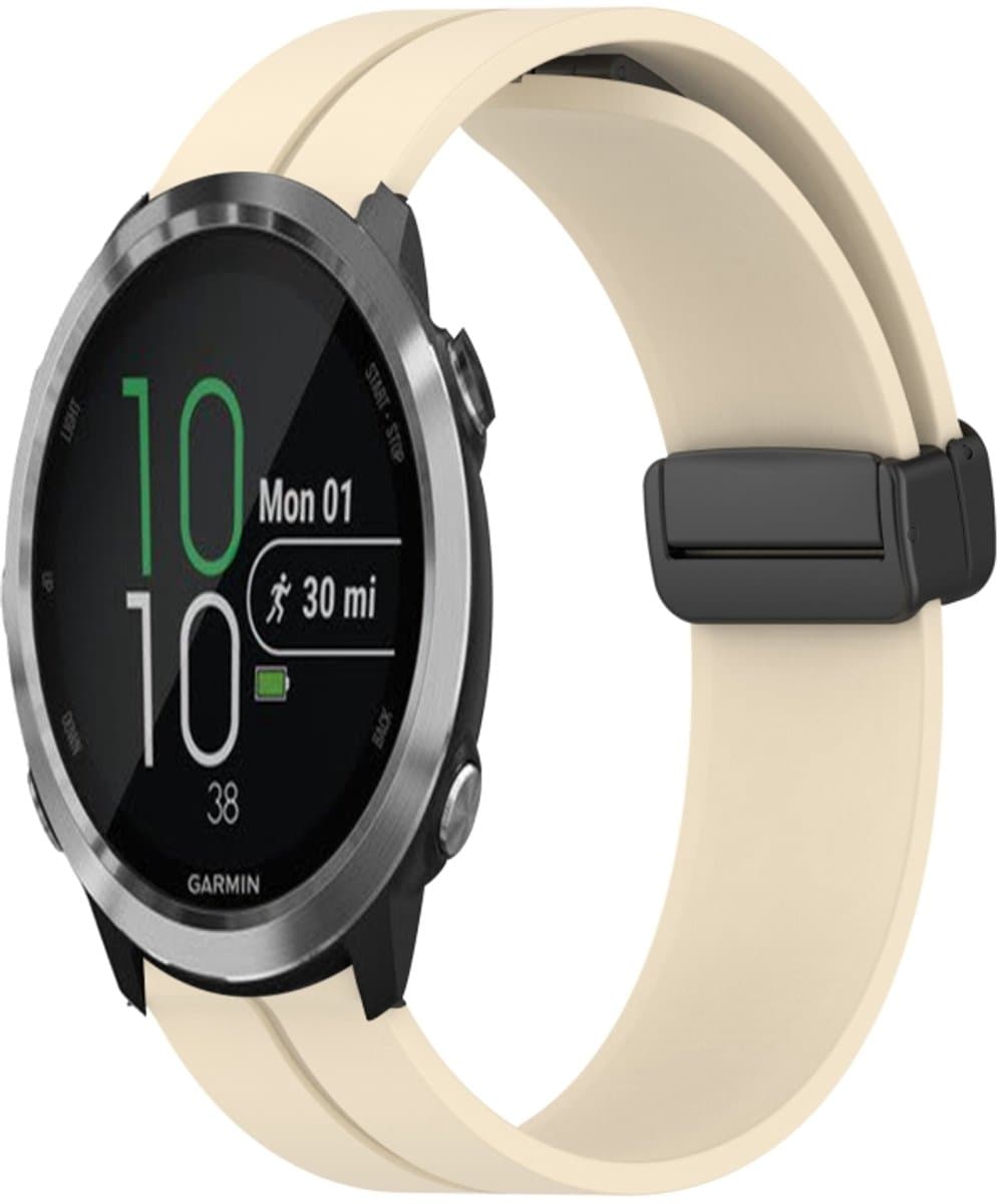 Voor Garmin Forerunner 645 Muziek 20mm Effen Kleur Magnetische Sluiting Siliconen Horlogeband (Beige)
