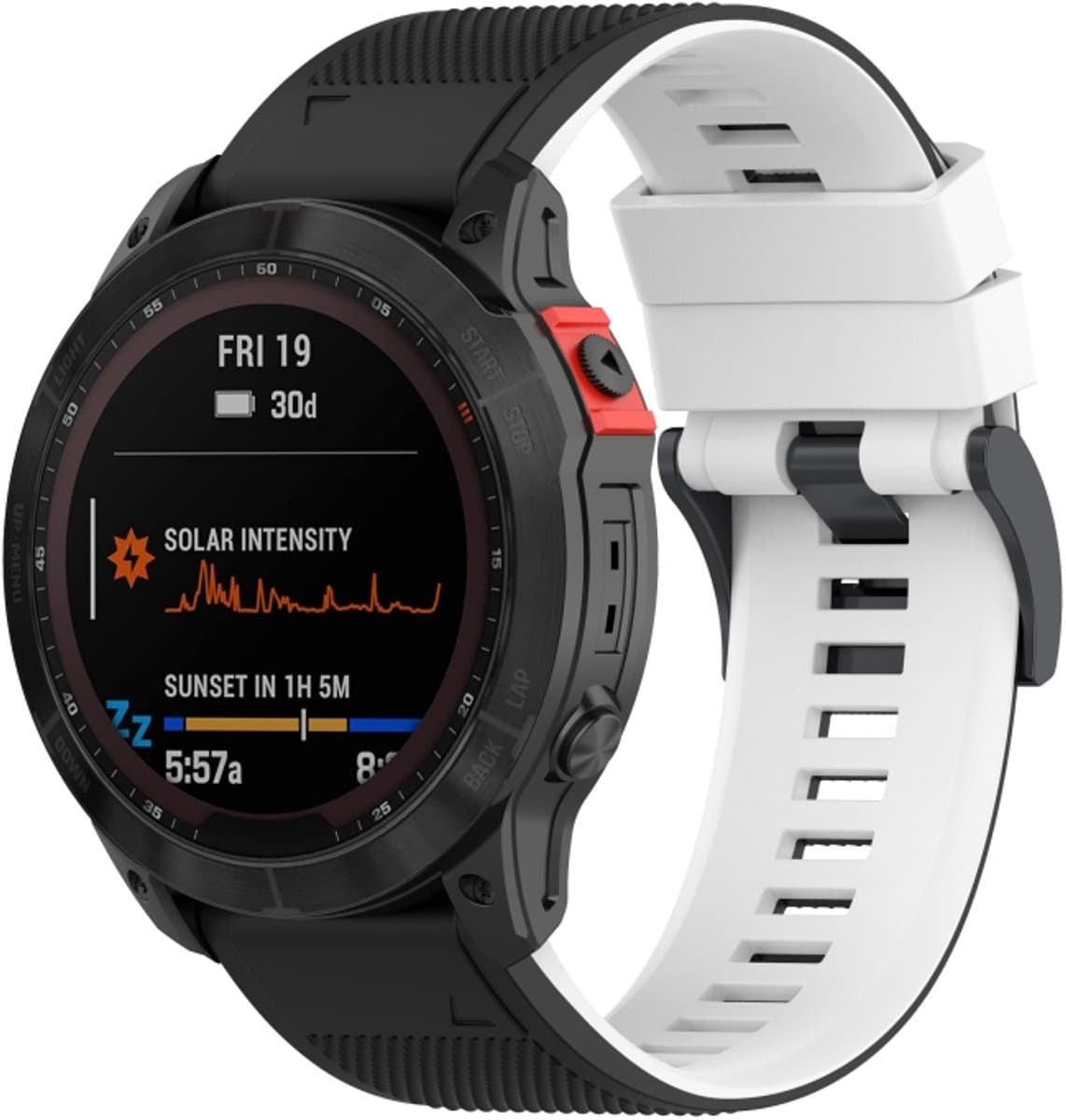 Voor Garmin Fenix 7X Tweekleurige siliconen horlogeband (zwart wit)