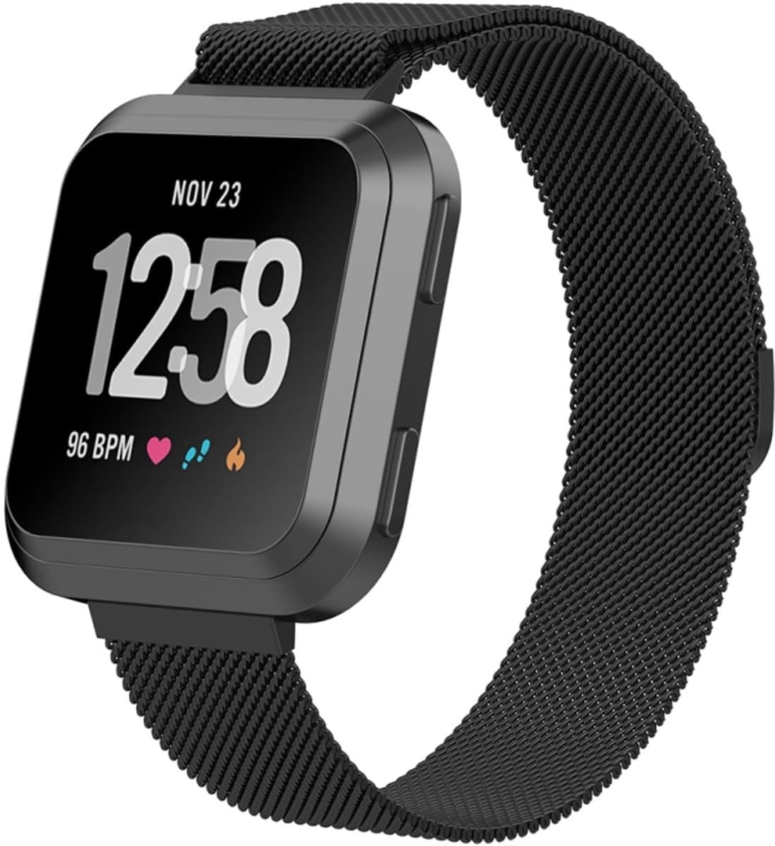 Voor Fitbit Versa 2 / Fitbit Versa / Fitbit Versa Lite Milanese horlogeband, groot formaat: 2,3 x 25,8 cm (zwart)