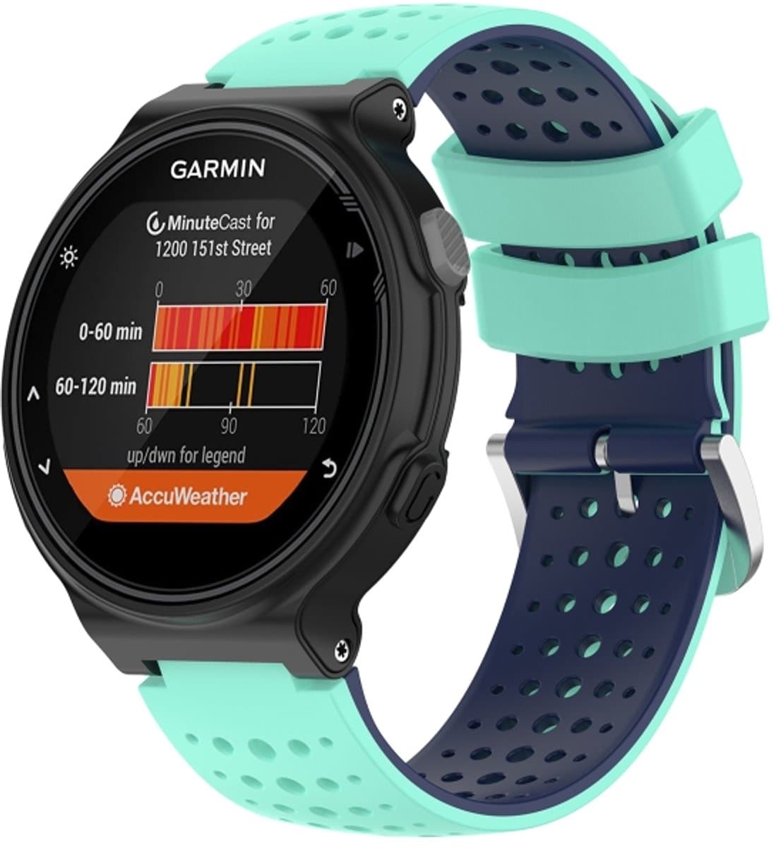 Voor Garmin Forerunner 220 Silicone Sports Two-Color Watch Band (Water Duck+Blue)
