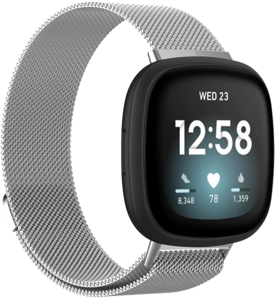 Voor Fitbit Versa 4 Milanese magnetische metaalweven Watchband (zilver)