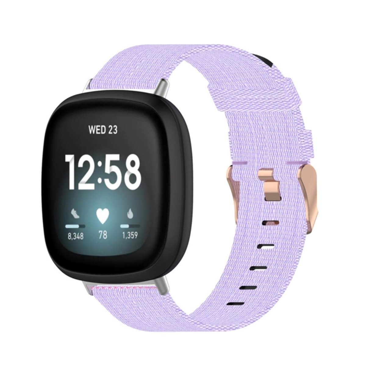 Voor Fitbit Versa 3 / Fitbit Sense nylon canvas strip textuurband, maat: gratis maat (lichtpaars)