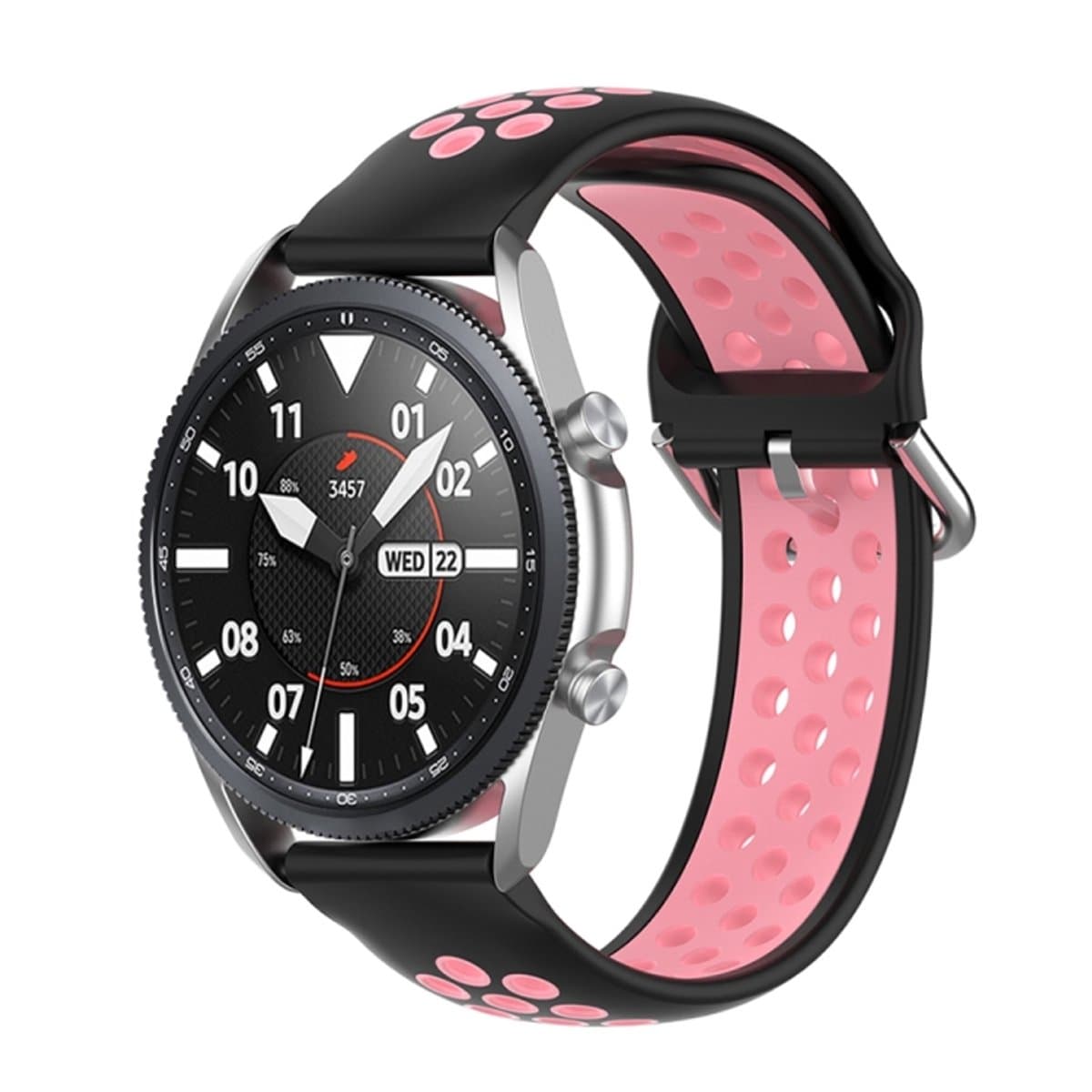 Voor Galaxy Watch 3 41 mm siliconen sport tweekleurige band, maat: gratis maat 20 mm (zwart poeder)
