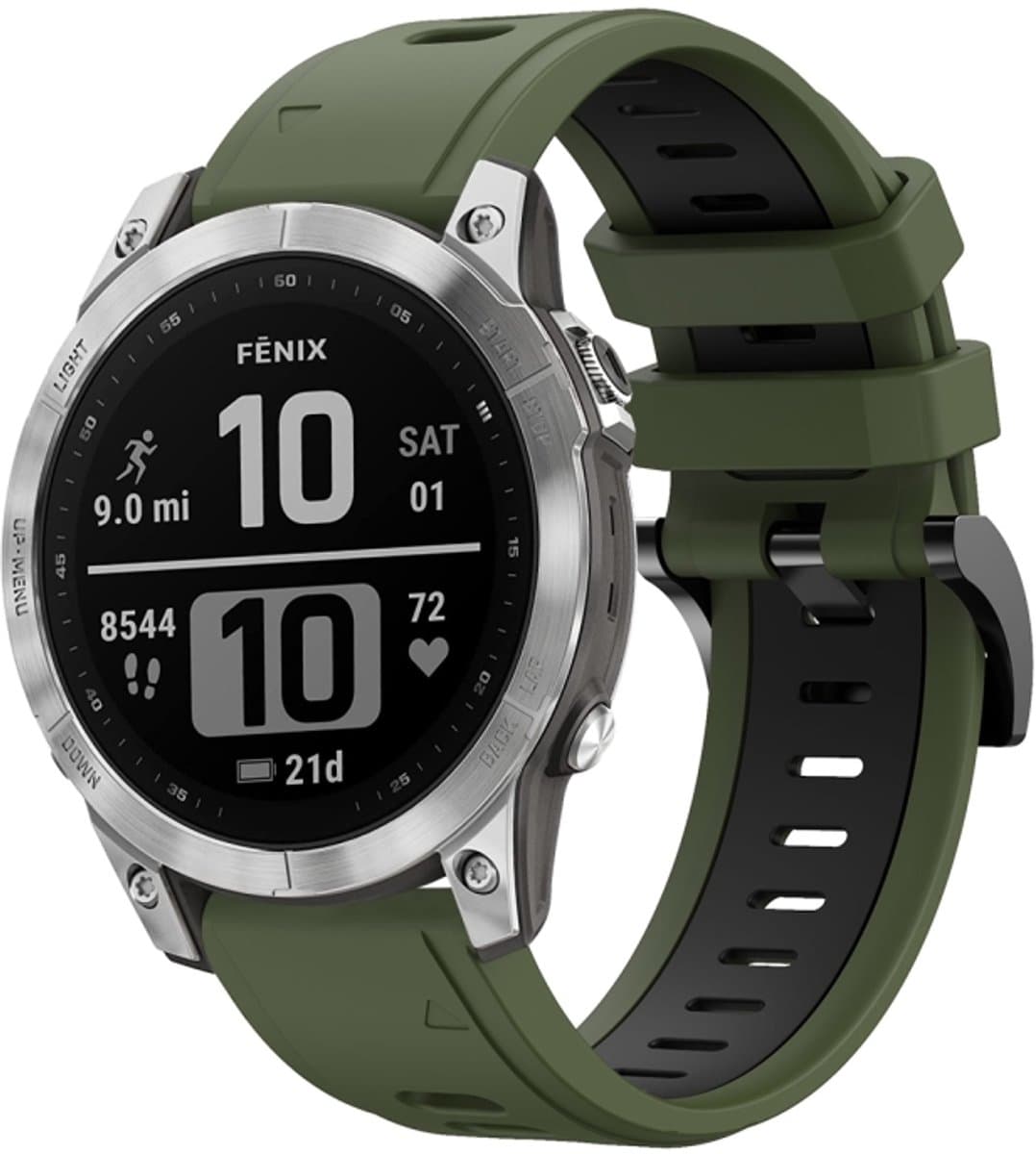 Voor Garmin Instinct 2 Solar Sports tweekleurige siliconen horlogeband (legergroen + zwart)