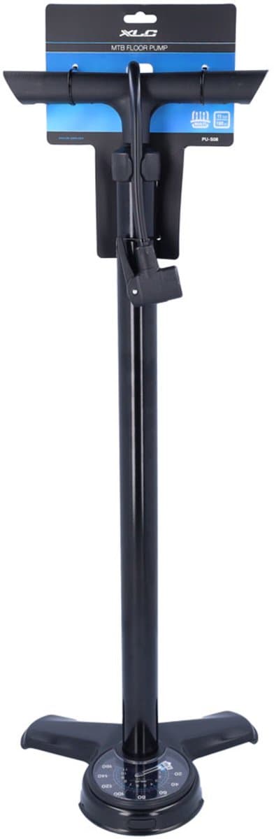 XLC Fietspomp PU-S08 – Vloerpomp – MTB – 6 Bar – Manometer – Staal - Zwart