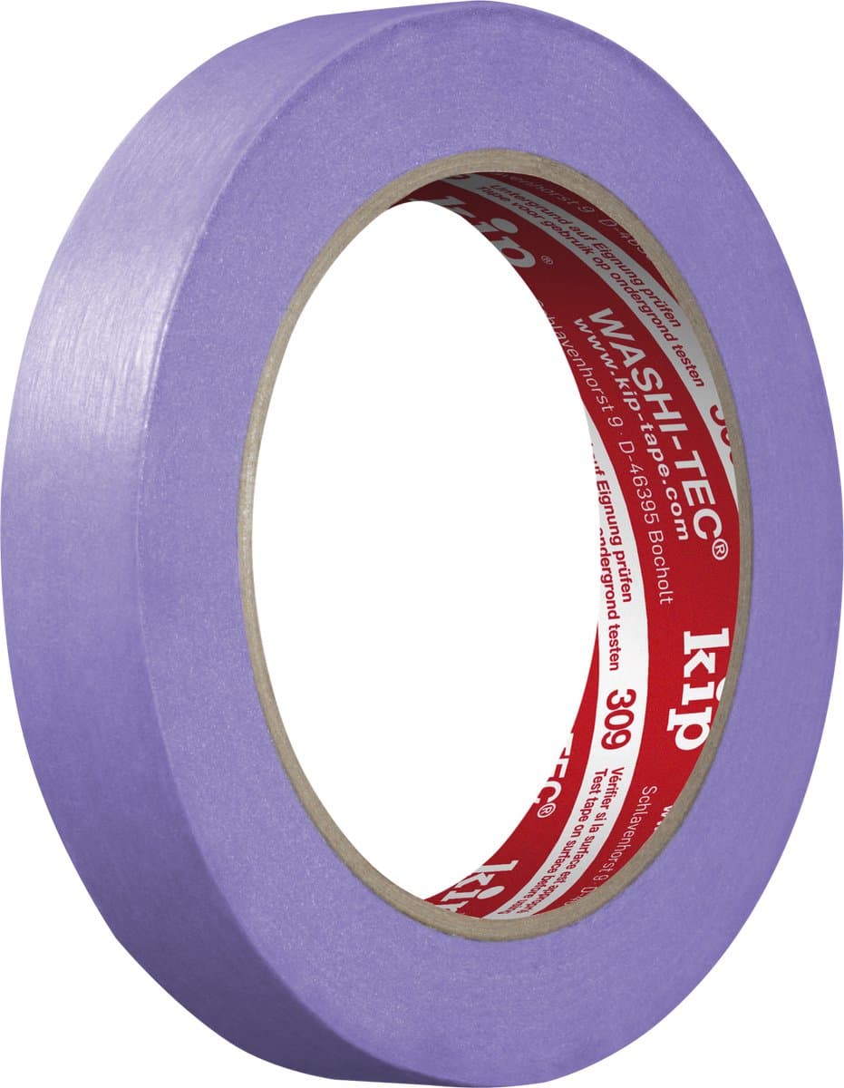 Kip 309 - WASHI-TEC Delicate Afplaktape - Lila - 18mmx50m - Licht klevende tape van soepel speciaal papier voor veeleisende schilderwerkzaamheden binnen - Ideaal voor gevoelige ondergronden en vers gedroogd schilderwerk