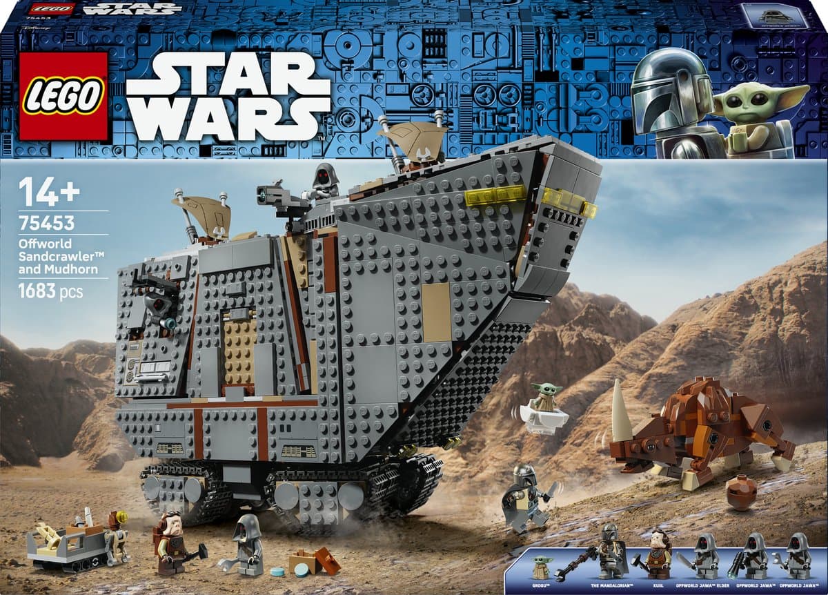 LEGO® Star Wars: De Mandalorian™ Offworld Sandcrawler™ en Mudhorn - Bouwspeelgoed met Voertuig voor Kinderen - Inclusief 7 Personages - Cadeautip voor Jongens, Meisjes en Fans Vanaf 14 Jaar - 75453