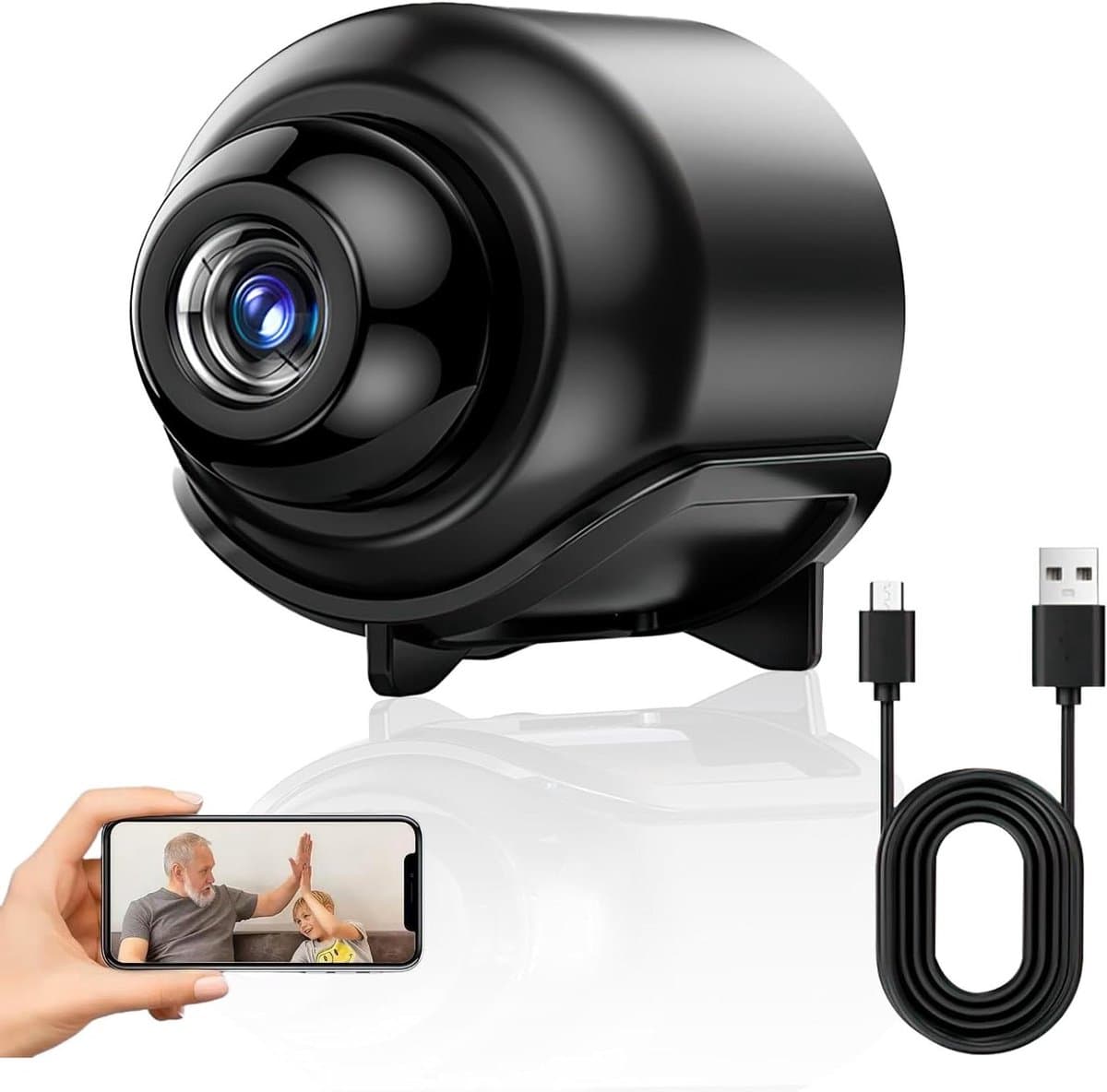 Mini Camera HD - Draadloze Beveiliging - Discreet Monitoren - 1080P Nachtzicht - 140° Groothoek - Zwart