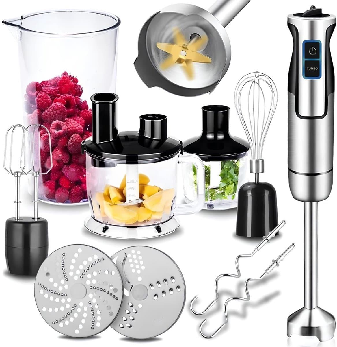 SP® Staafmixer Set - Multifunctionele Staafmixer - Multifunctionele Staafmixer met Turbofunctie en Snelheidsregeling - Zilver - 27cm x 25cm x 34cm