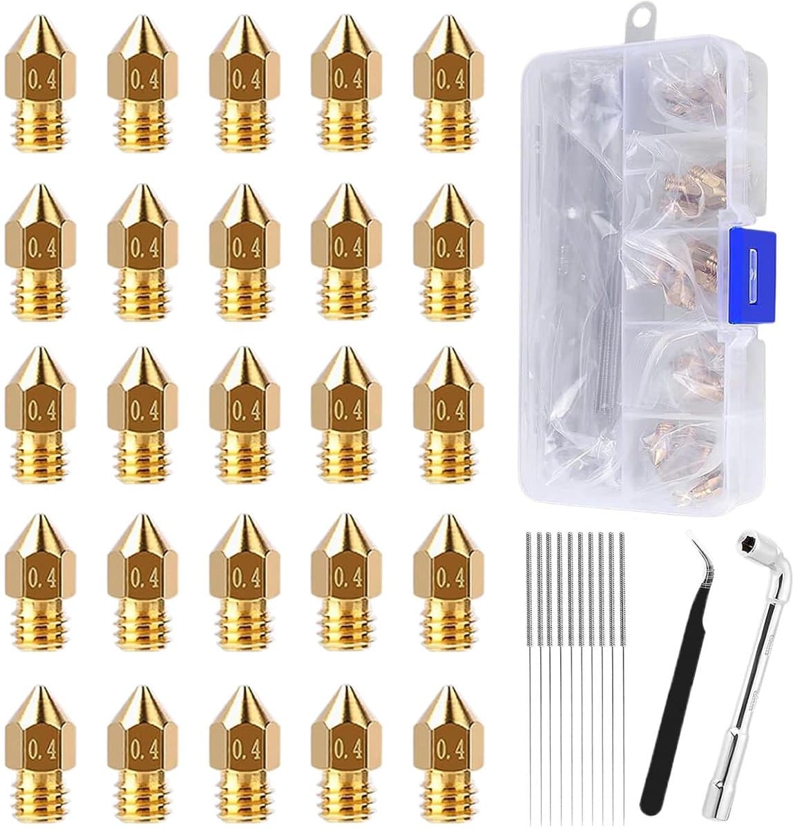 3D Printer Mondstukken - Extruder Onderdelen - Modellen Maken - Slijtvaste Nauwkeurigheid - 0.4mm 25 Stuks - Metaal