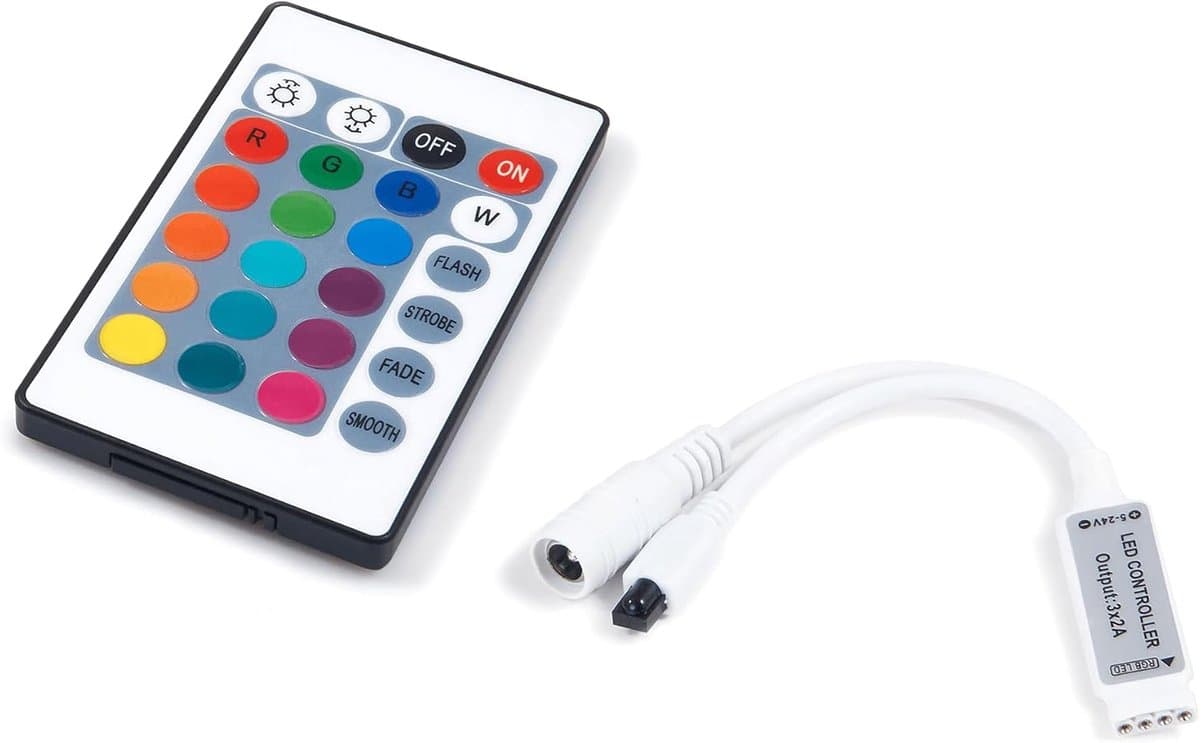 IR RGB Controller - LED Besturing - Sfeerverlichting Maken - Infrarood Bediening - 12-24 Volt - Wit