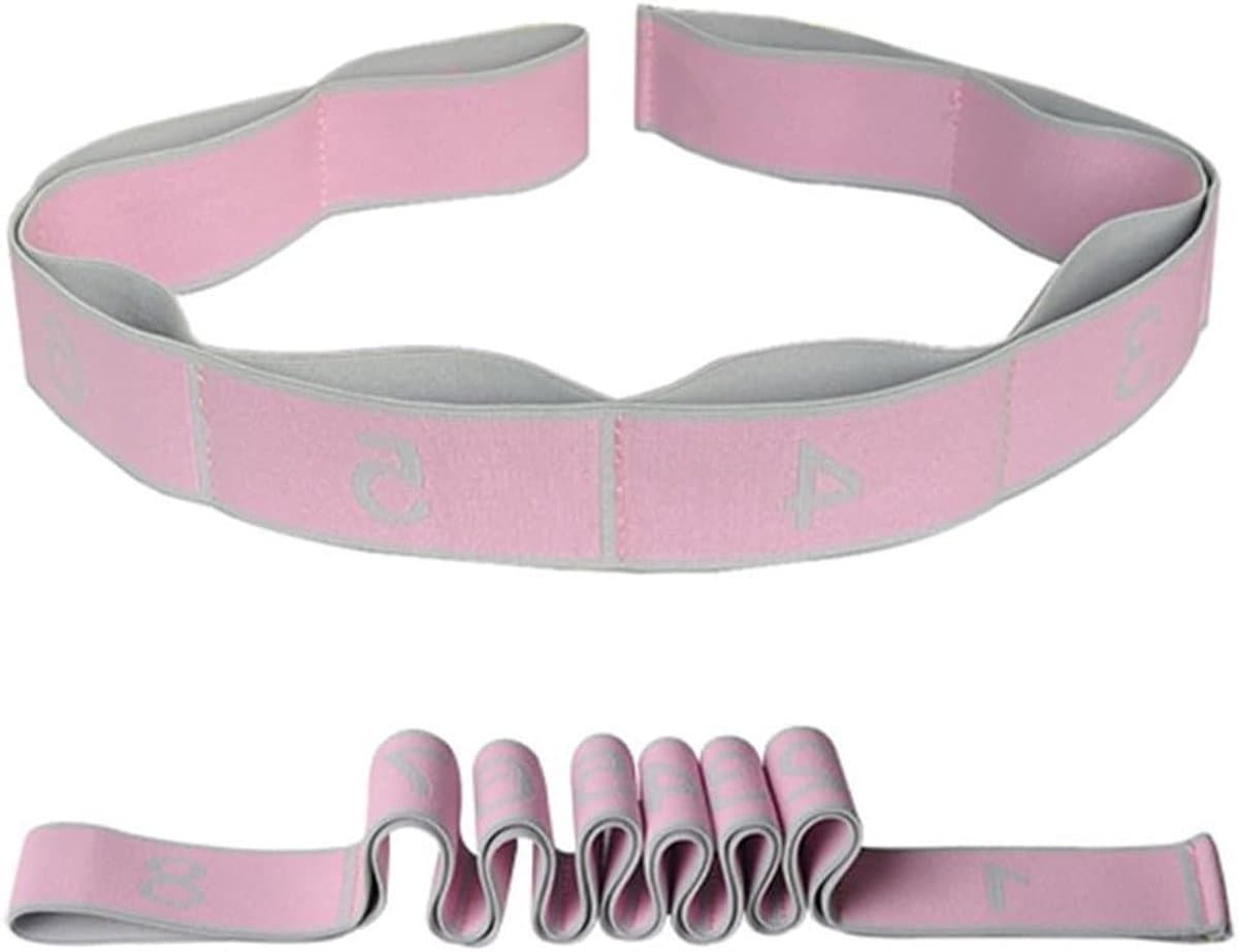 Flexibele weerstandsbanden voor yoga, 2 rekbare straps met 8 genummerde lussen, ideaal voor stretchen, training en dansen