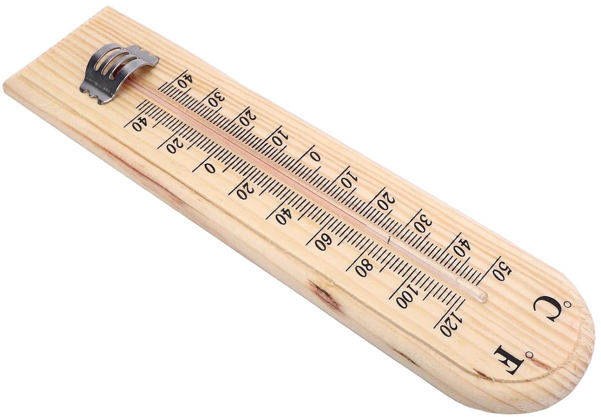 Wandthermometer Hout - Logthermometer Buiten - Temperatuur Monitoren - Breed Meetbereik - 27 cm Lengte - Natuurlijk Hout