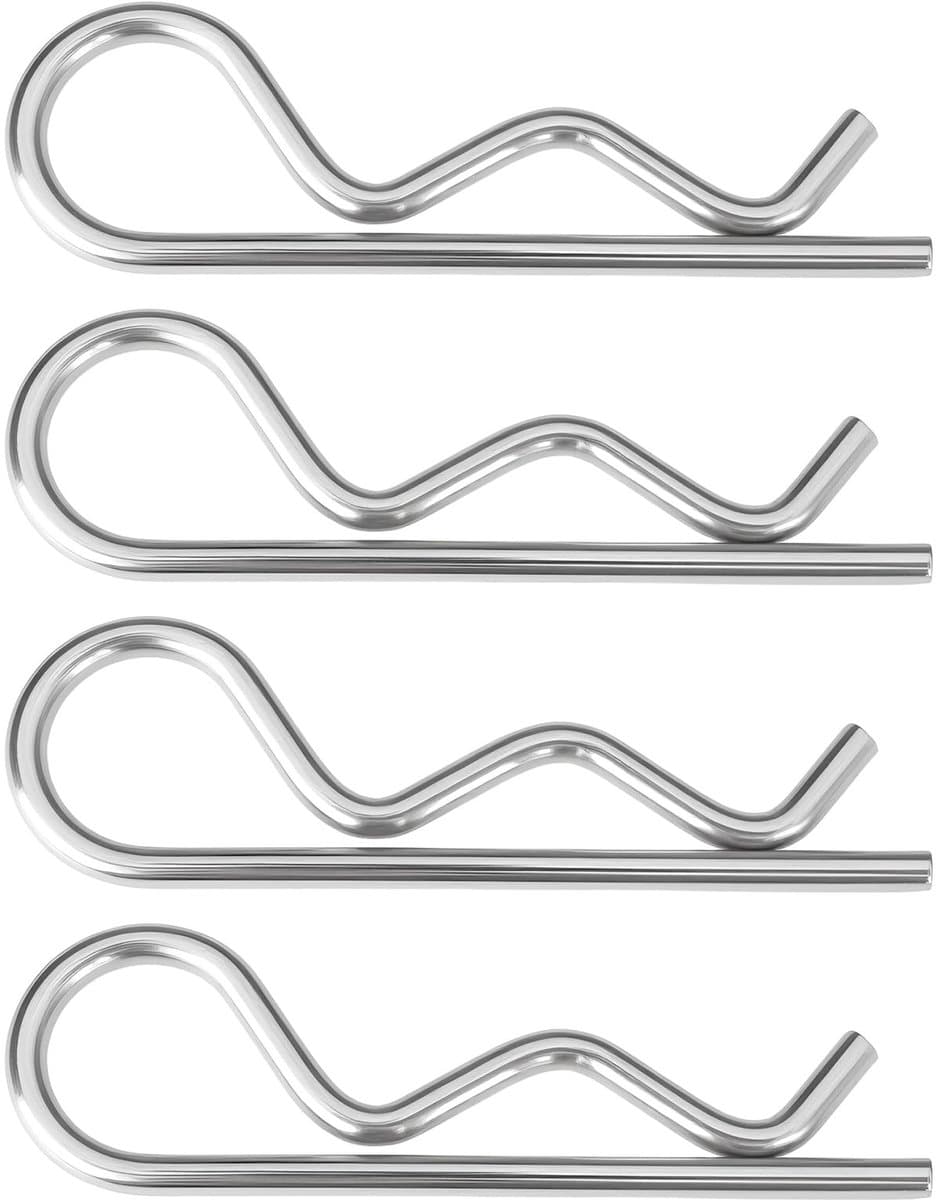 Dailygoods- Cotter Pin 3mm x 65mm - 4 Stuks - R-type Ontwerp - Roestvrij Staal 316 - Corrosiebestendig - Geschikt voor Scheepsinstallaties - Bevestigingspin