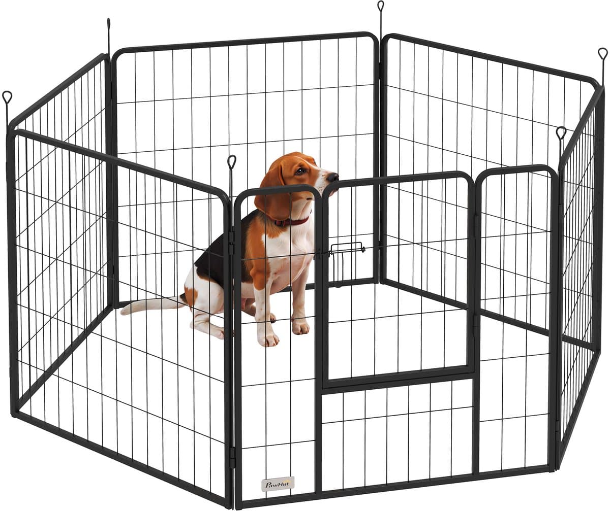 PawHut Speelbox voor Huisdieren - Staal - 160x80x80cm - Grijs