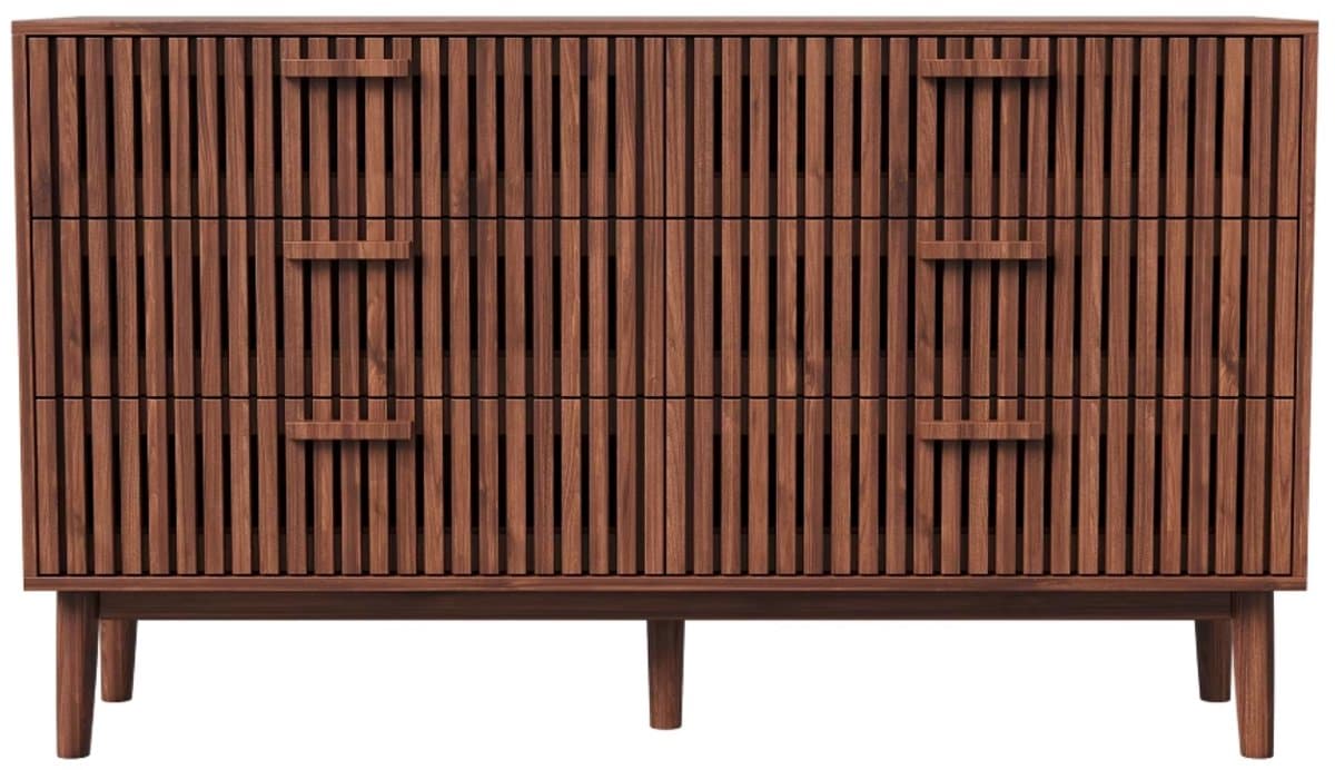 Innovastore Ladenkast - Kast - Dressoir - Opbergkast - Meubelen - Houtenkast - Commode - Kast met 6 laden - Walnootkleur