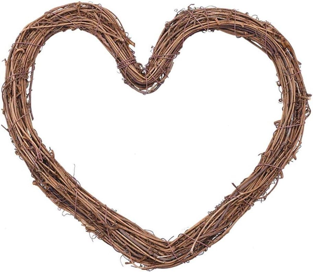 Rotan Krans Basis - DIY Krans - Decoratie Maken - Natuurlijk Materiaal - 30 cm Hart - Bruin