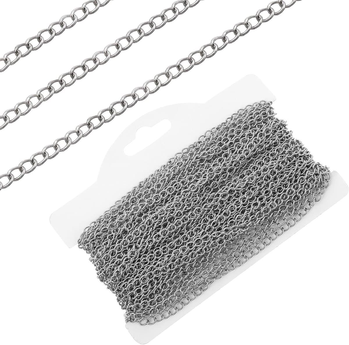 9M RVS Sieraden Ketting Zilveren Schakelketting Metaal Link Ketting voor DIY Sieraden Maken, 3mm Duurzaam en Kleurvast