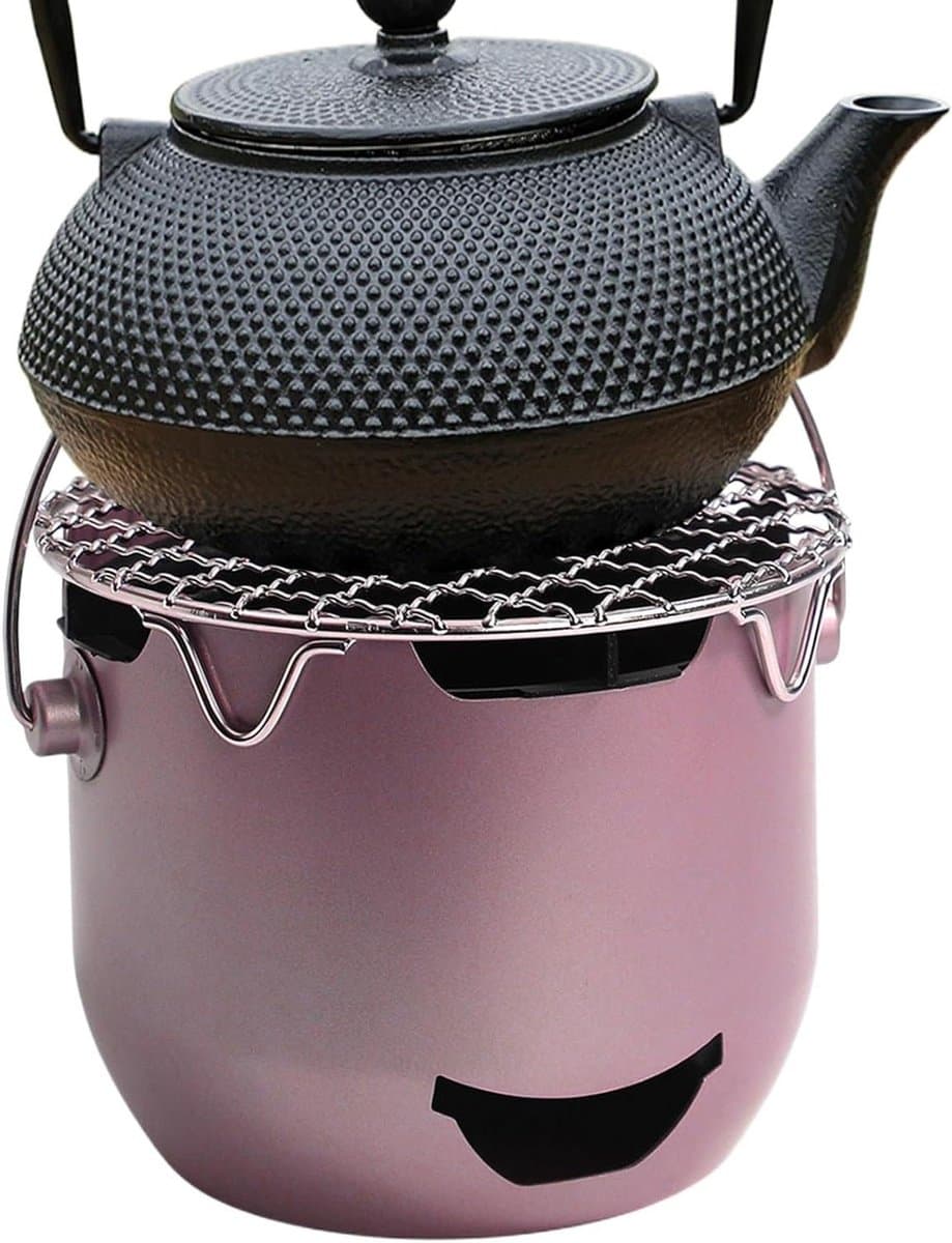 Tafelmodel Houtskoolbarbecue - Draagbare Grill - Buiten Koken - Robuust Staalontwerp - 15 x 17 x 15 cm - Roze