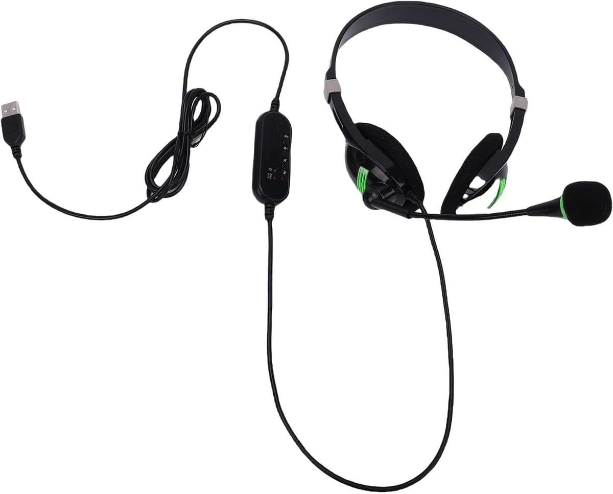 Bedrade Headset - USB Microfoon - Online Vergaderen - Ruisonderdrukkende Microfoon - 40mm Drivers - Zwart