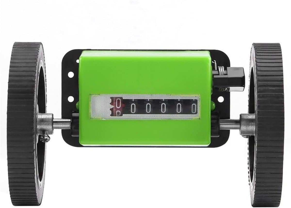 Mechanische lengtemeter met wieltje, 6-cijferige rolmeter voor het meten van textiel, leer en meer