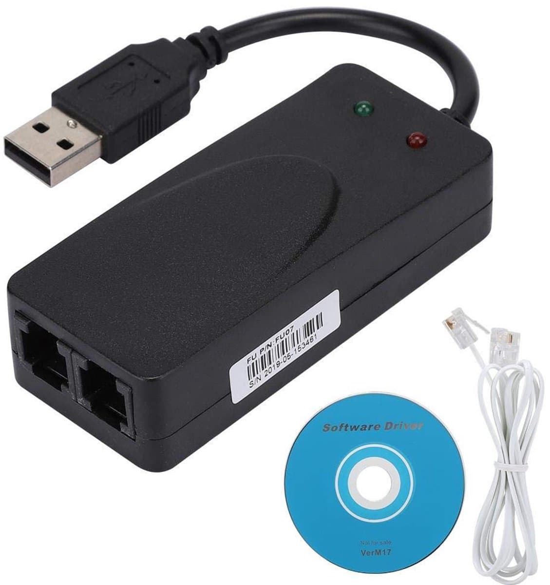 Normale inbelmodem - 56K-modem met faxfunctie - Externe USB-verbinding - Ideaal voor thuisgebruik - V.90-protocol - Ondersteunt automatisering