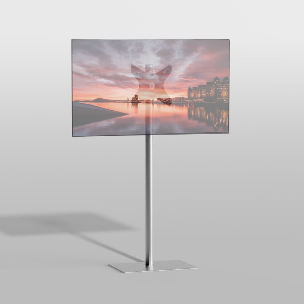 TV vloerstatief SQUARE 150 Design Tv standaard Trendy geborsteld RVS 32-65” - VESA 300x300