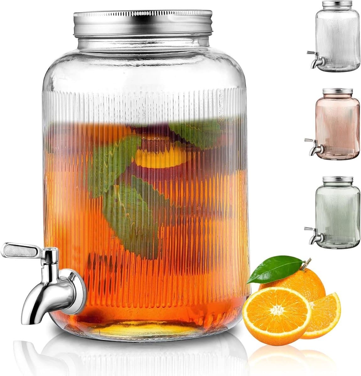 Glazen Drinkdispenser 4L met RVS Tap voor BBQ's, Picknicks en Feestjes, Ideaal voor Koelkast