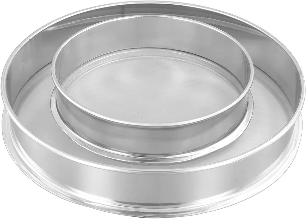 Herbal Pollen Extractor Set van 2, 120 en 80 Mesh, 30 cm en 20 cm, RVS Pollenzeef, Keukenzeef, Meervoudig Gebruik, Stapelbaar, Zilver