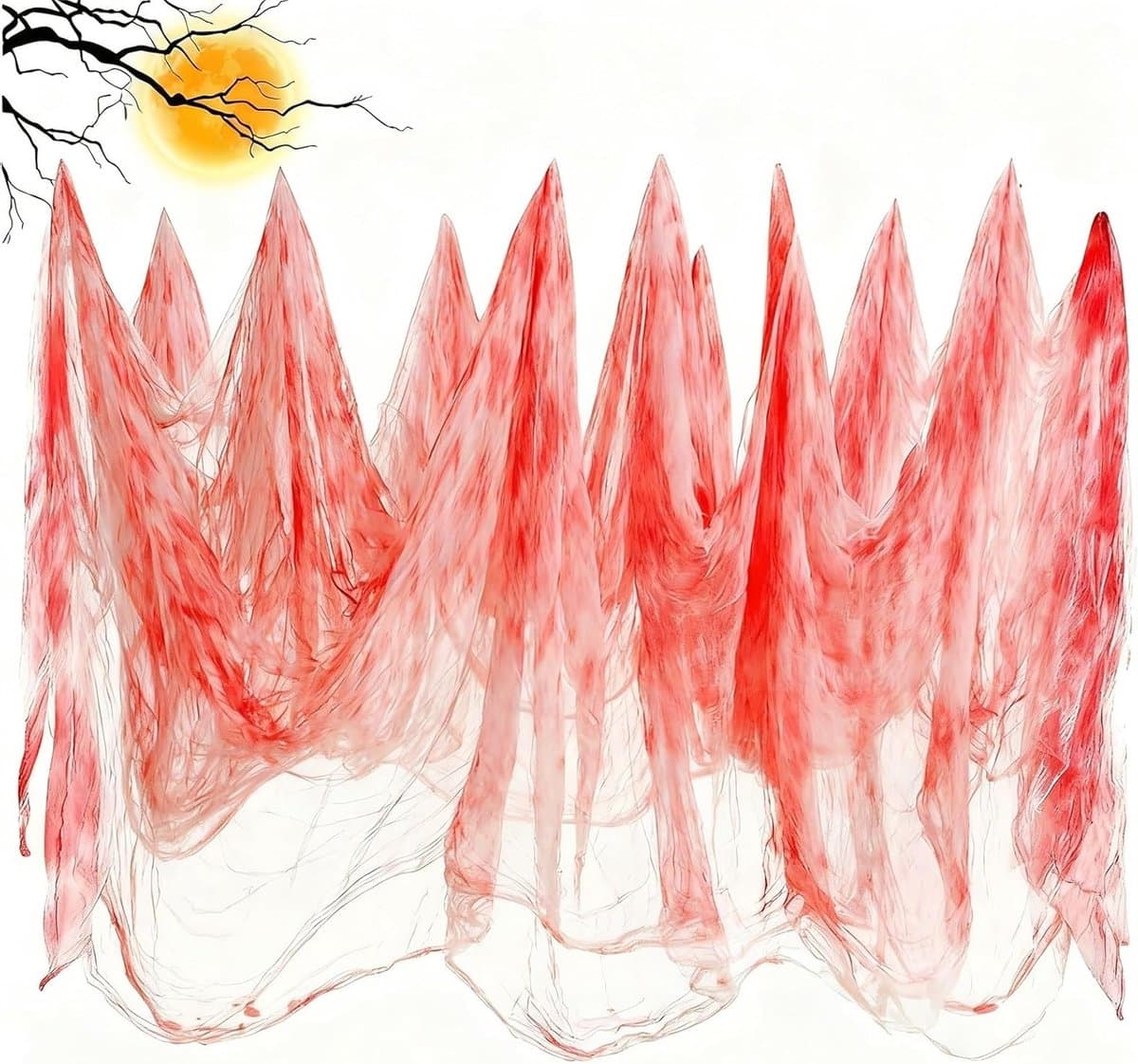 Creepy Mesh voor Halloween Decoratie, 215 x 500 cm Bloeddoek als Deurgordijn voor Spookhuizen en Buitenactiviteiten