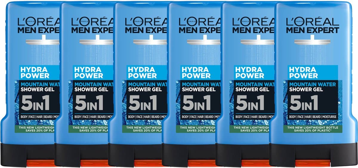L'Oréal Paris Men Expert Hydra Power Shower Gel - Hydrateert om trekkerigheid te voorkomen - 5in1 formule - 250ml x6
