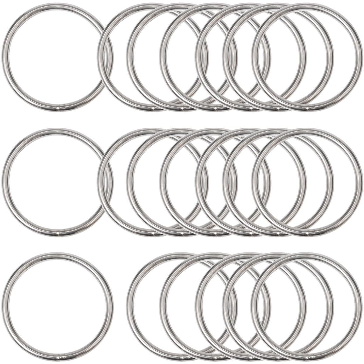 Dailygoods- O-ring 40 mm - 20 stuks - roestvrij staal 304 - gelaste ronde ring - veelzijdig gebruik - corrosiebestendig - Metalen Ringen